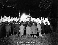 A large group of KKK members gathers somewhere in Kokomo during a midnight initiation in September 1922. Photo provided by Howard County Historical Society