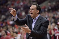 Tom Crean instructs his tem during a March 4, 2017 game against Ohio State at Value City Area at Schottenstein Center in Columbus, Ohio. Staff photo by Chris Howell