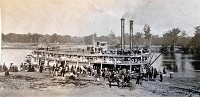 The riverboat Romeo takes aboard passengers before leaving the Walnut Street dock along the Wabash River in 1858.&nbsp; Courtesy&nbsp; Vigo County Historical Museum