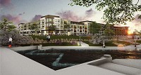 The Indianapolis developer Flaherty &amp; Collins hopes to break ground in July 2017 on the Mill at Ironworks Plaza near Beutter Park in Mishawaka. Image provided