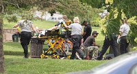 Emergency personne were called to Seminary Square for three overdoses Friday afternoon, part of 15 police and EMT's were called to before 4 p.m. in Bloomington, Friday, June 30, 2017. Staff photo by Chris Powell