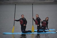Elkhart Memorial High School students traveled to Mount Desert Island in Bar Harbor, Maine, to learn about marine biology. Students, from left, Lilly Spray, Morgan Dyner and Riley Smolinski were able to experience paddleboarding and more on the two-week trip. Photo provided by Elkhart Memorial High School