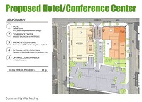 Pictured is a site plan for the proposed downtown Kokomo hotel and conference center project. The PowerPoint slide was shown during a presentation Tuesday by Greater Kokomo Economic Development Alliance President and CEO Charlie Sparks.