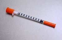 An example of a syringe handed out as part of the needle exchange program at the Madison County Health Center. Staff photo by Don Knight