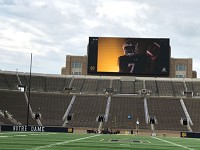 Officials at the University of Notre Dame unveiled the Campus Crossroads project, which included upgrades at Notre Dame Stadium, including a new video board. Staff photo by Santiago Flores