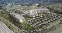 An artist's rendering of the new IU Health Bloomington Hospital and Indiana University academic health sciences building.