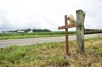 The site of an accident in Hancock County that killed Eastern Hancock High School student Riley Settergren in July 2017. Staff photo by Tom Russo