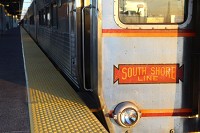 A westbound South Shore Line train prepares to depart East Chicago recently. Staff photo by Kale Wilk