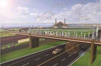 A rendition of the proposed Wolf Lake Memorial Park pedestrian bridge. Provided image