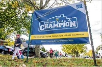 Local homeowners advertise rentals to fans coming to town for the Notre Dame-Southern California game Saturday along Angela Boulevard in South Bend. Tribune Photos/ROBERT FRANKLIN