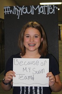 Maddie Scott, a student at Greenfield Central Junior High School, holds a messge for the #WhyYouMatter campaign. Photos of every student and faculty member will be hung around the building for the project, which is aimed at spreading a message of encouragement to the entire school. Submitted photo