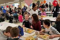 Students in Natalie Howard&rsquo;s high school ethnic studies class orchestrated a program during Forest Park High School&rsquo;s lunch periods Friday that fell in line with the Beyond Differences&rsquo; national No One Eats Alone program to reach out to their peers. Audrey Fleck courtesy photo