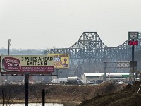 Billboards lineup just north of the U.S. 41 Twin Bridges in Henderson, Ky. Tuesday, Feb. 6, 2018. A proposed I-69 bridge crossing the Ohio River would divert a large amount of traffic away from U.S. 41. Staff photo: JAKE CRANDALL / COURIER &amp; PRESS