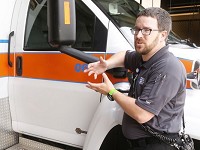 Kyle Gilbert describes his encounters with people who have abused the prescription pain reliever Fentanyl Wednesday, May 10, 2017, at Tippecanoe Emergency Ambulance Service at St. Elizabeth Central. Tippecanoe County is exploring a tax to hire more staff to address public safety needs primarily stemming from the opioid crisis. Staff file photo by John Terhune
