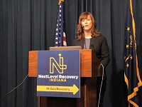 Dr. Jennifer Walthall, secretary of the Indiana Family and Social Services Administration, announced Thursday the launch of the OpenBeds program to connect Hoosiers with substance use disorders to providers with available treatment slots. Staff photo by Dan Carden