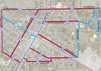 
This graphic shows potential trails and sidewalks that are part of the Jay County Bicycle and Pedestrian Master Plan. The numbers indicate key sites around the city, including The Glass Museum and Dunkirk Public Library (2), West Jay Middle School (5) and Dunkirk City Park (8). (Graphic provided by Fleis &amp; VandenBrink)

&nbsp;