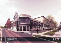 A rendering of the exterior of the proposed&nbsp; new Hancock County jail just south of current one. Image provided
