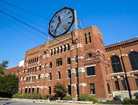 The South Clarksville Redevelopment Plan seeks to revitalize the area's abandoned industrial sites, while maintaing its historical value. The old Colgate-Palmolive factory hosts one of the largest clocks in the world. Staff file photo by Josh Hicks