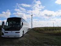 A group of 48 seniors from the Bensenville and Wood Dale park districts in Illinois took a tour of the Benton County wind farms, offered through the Benton County office of economic development, on September 19, 2017. The tour included an up-close look at a wind turbine near Earl Park. Photo by Amy Long/For the Journal &amp; Courier)