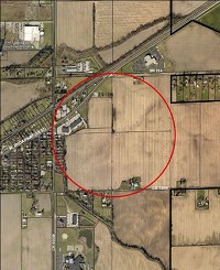 This aerial photograph shows the proposed area near McCordsville to be used for the new Town Center.
