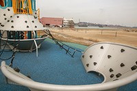 Playground equipment and beach is pictured at Jeorse Park in East Chicago. Staff photo by John J. Watkins