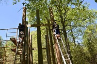 Workers with Duke Energy construct the framework for a hacking tower on Rick and Lola Nicholson&rsquo;s property in Lawrence County. Courtesy photo