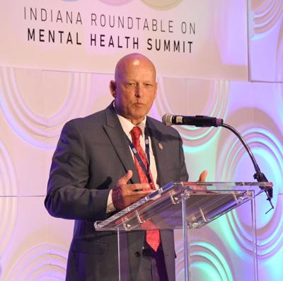 State Sen. Michael Crider, R-Greenfield, speaks at the Indiana Roundtable on Mental Health Summit on May 16. Crider was author of SEA 1 and the bill that established the Indiana Behavioral Health Commission. Provided photo