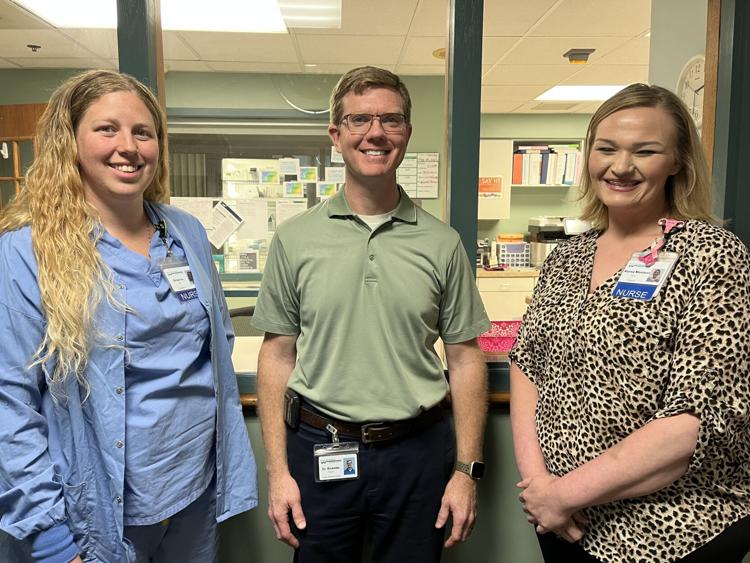 Breanna Gallardo, Dr. Christopher Ricketts and Alyssa Morrison are part of the Woodlawn Health obstetrics program in Rochester. Josh Flynn | Pharos-Tribune