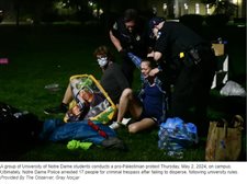 Notre Dame president Jenkins commends police for 17 arrests to end pro-Palestinian protest