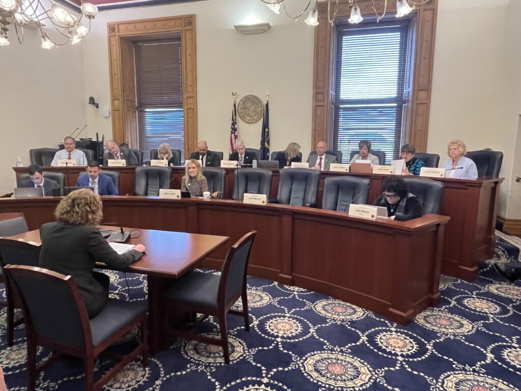 Rep. Donna Schaibley, R-Carmel, presents her bill before the Senate Health and Provider Services Committee. (Whitney Downard/Indiana Capital Chronicle)