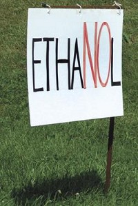 There has been opposition to the idea of an ethanol plant locating to a site in Marshall County, as illustrated by this sign along Michigan Road in Argos. Pilot Photo/Lindahl Wiegand