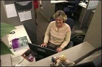 Sherry Burgdoerfer works as a charge entry specialist at PA Labs in Muncie. After losing her factory job at Visteon in Connersville, she went back to Indiana Business College to get her medical coding certification. ADAM ALEXANDER / THE STAR PRESS