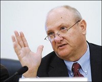 Senate Tax and Fiscal Policy Committee chairman Sen. Luke Kenley, R-Noblesville, proposed an amendment to House Bill 1835 that lowered the number of allowable slot machines from 2,500 to 1,500 at each track. The amended bill passed the committee by a vote of 9-3. John P. Cleary / The Herald Bulletin