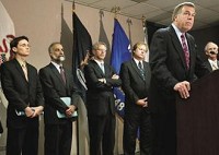 BP America Vice Chairman Stephen Elbert addresses members of the media Wednesday after the Lake Michigan Summit. BP, the Indiana Department of Environmental Management and the U.S. Environmental Protection Agency came under a slew of criticism over BP's expanded wastewater permit. Officials of BP and the government agencies called the criticism frustrating, considering the approval came well after public hearings. NATALIE BATTAGLIA | THE TIMES
