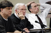 U.S. Rep. Pete Visclosky listens Wednesday as local officials share concerns about the possible purchase of the EJ&amp;E Railway by Canadian National during a meeting at the Gary/Chicago International Airport. Jessica A. Woolf, Times of Northwest Indiana