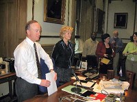 Indiana Gov. Mitch Daniels, left, and Lt. Gov. Becky Skillman take questions from reporters Thursday afternoon at the Statehouse. Bryan Corbin/Evansville Courier &amp; Press