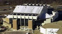 An aerial view of the Allen County War Memorial Coliseum after the renovation in 2002. Raising the roof took more than a year and allowed seating to expand from 10,500 to 13,000 seats. The work also increased the roof's rigging capacity along with adding suites and premium seating. Clint Keller / The Fort Wayne Journal Gazette