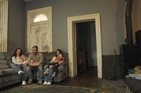 Desiree Gonyon, Haylee Gonyon, her 22 month-old daughter, Terry Gonyon, Desiree`s sisterChavon Richmeier, and Zachary Gonyon, age 3 sit in the living room of their home during an interview. Truth Photo By J. Tyler Klassen