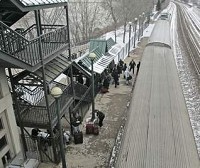 Passengers in Lafayette board the Amtrak train on Friday to Chicago. (By Michael Heinz/Journal &amp; Courier)
