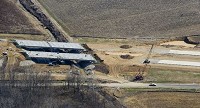 Construction continues on a bridge on I-69 seen here north on Indiana 68 in this aerial photograph taken last month. KYLE GRANTHAM / Courier &amp; Press