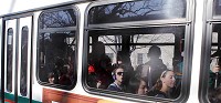 After letting off a few passengers bus filled with students passes a stop on 7th Street near Dunn Meadow after the driver announced it was too full. Jeremy Hogan | Herald-Times