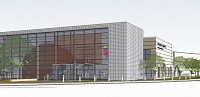 This rendering shows the addition to the Evansville Museum of Arts, History, and Science from the Southeast looking Northwest. This is the final phase of the renovation and expansion project. According to museum officials, the $14.1 million capital project, entitled Reaching for the Stars, "not only addresses key existing infrastructure needs but, in phase five, will also introduce a dynamic immersive theater, the newest in planetarium technology. Through this project we shall, in our exhibitions and programming, be able to enlighten and inspire our visitors in the areas of arts, history and science in a way never before possible." VPS Architecture and Ratio Architects, Inc.