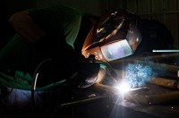A Paul Wurth worker welds&nbsp;lengths of metal together. The steel and iron engineering manufacturer opened a new Valparaiso facility in May and plans to expand over the next six years, creating up to 40 new jobs. Times of Northwest Indiana file photo