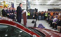 MORE WORK: Sergio Marchionne, chairman and chief executive officer, Chrysler Group LLC, announces company will invest $374 million in the area and add 1,250 jobs in Kokomo and Tipton. Staff photo by Tim Bath