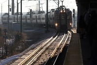 A westbound train arrives at the South Shore Line East Chicago station. The Northwest Indiana Regional Planning Commission is expected to commit to providing the proposed South Shore extension to Dyer with $8 million per year over the next decade at a meeting Friday afternoon. Staff photo by John Miano