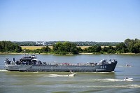 FILE - The USS LST 325 sails down the Ohio River toward Evansville on Sept. 23, 2013.