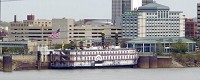The Tropicana Riverboat is seen at dock on the Ohio River on Thursday. Should Indiana allow land-based gaming, LST 325 has been offered first rights to this location. Staff photo by Kevin Swank