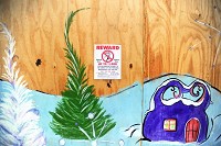  A barricade on North Fifth Street in North Vernon painted by Janet McIntosh and Briana Barger. Staff photo by Aaron Piper