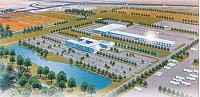 Celadon Group, an Indianapolis-based trucking company, is considering moving to a 160-acre site near Mt. Comfort Road and West County Road 300N, a move that could bring 500 jobs to Hancock County. Rendering provided