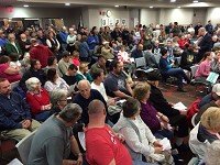 It was standing room only in the March 7, 2016, Kokomo Common Council meeting in which additional protections were added the the city's civil rights ordinance by a vote of 5-4 on first reading. Staff photo by Tim Bath